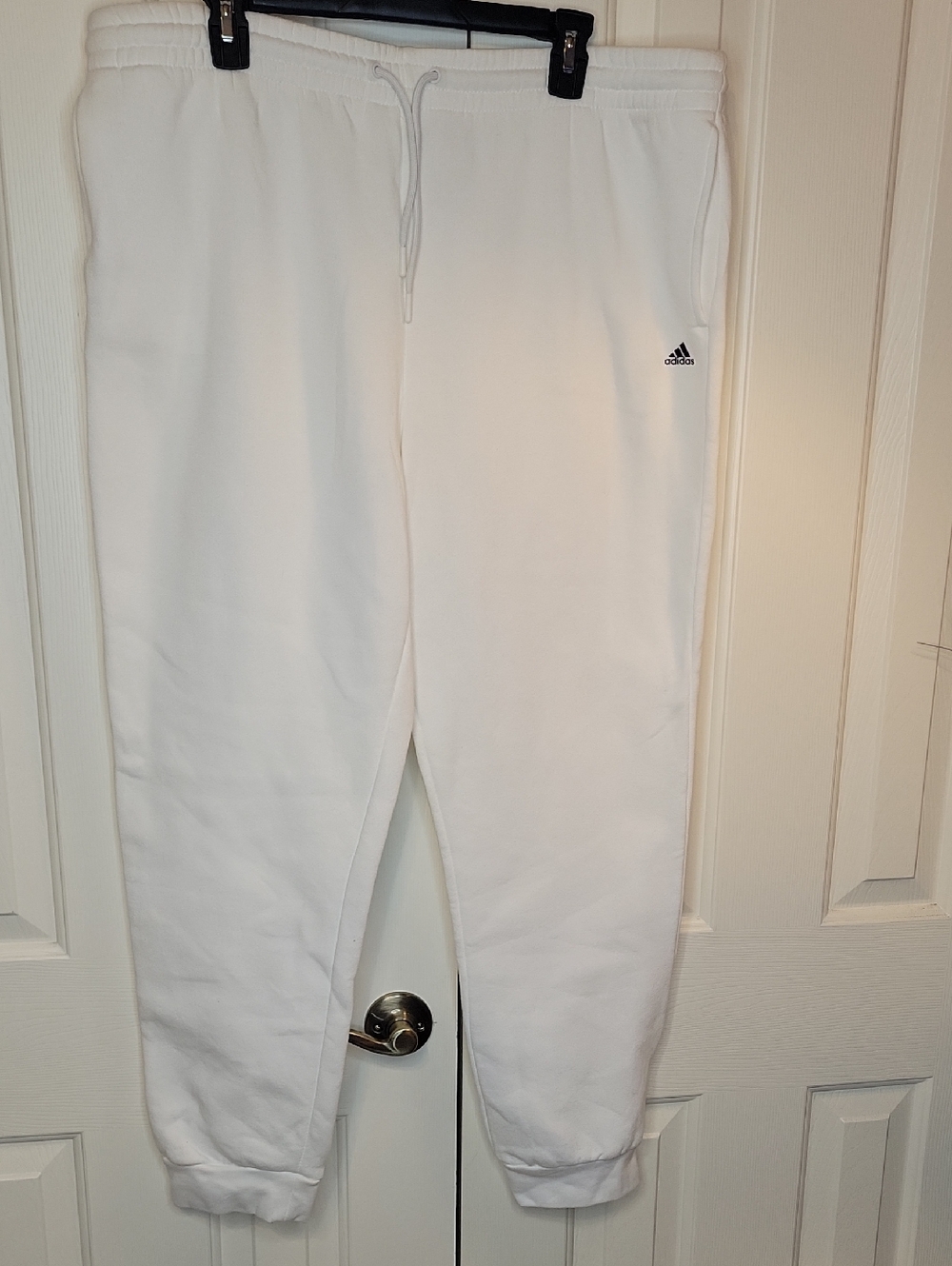 adidas White Fleece Jogger Sweatpants